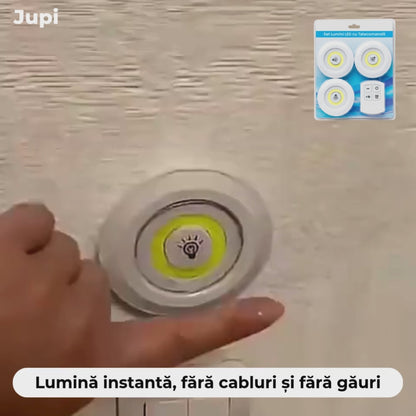 Set 3 Lumini LED cu Telecomandă